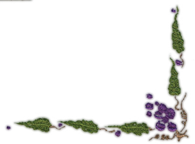 Embroidery Design: Grapes Corner Border4.09" x 3.09"