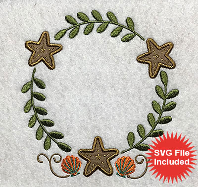 Embroidery Design: Beach Frame Applique 5.00w X 5.30h