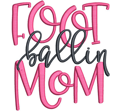 Embroidery Design: Footballin Mom Med 4.38w X 4.94h