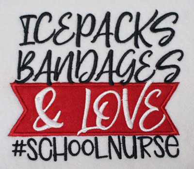 Embroidery Design: School Nurse Lg Applique 6.21w X 5.37h