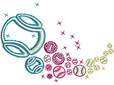 Embroidery Design: Tennis Rainbow Glow Lg 4.04w X 2.92h