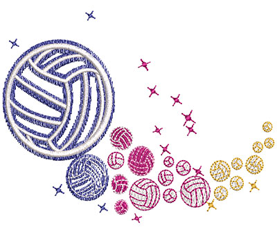 Embroidery Design: Volleyball Rainbow Glow Lg 3.95w X 2.91h