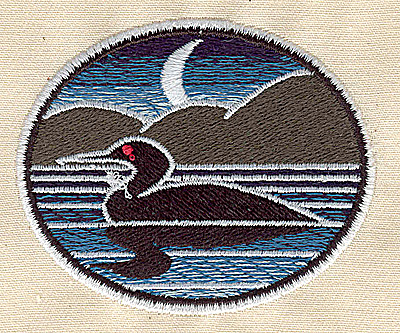 Embroidery Design: Loon with night scene 2.69w X 2.25h