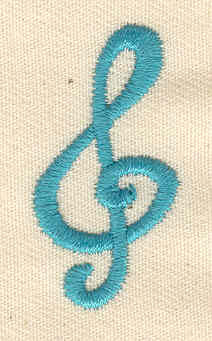 Embroidery Design: Treble Clef 0.75w X 1.44h