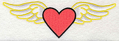 Embroidery Design: Heart with wings large 6.63w X 2.13h