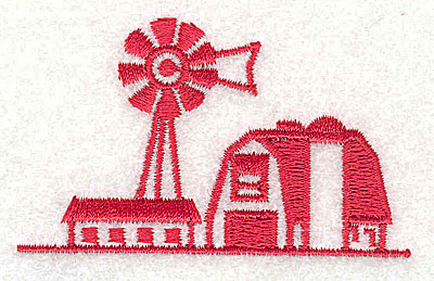 Embroidery Design: Farm with weather vane 2.56w X 1.56h