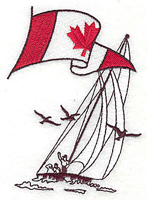 Embroidery Design: Sailboat with Canadian flag 2.88w X 3.88h