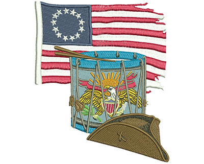 Embroidery Design: Patriot Drum Lg 4.62w X 5.51h