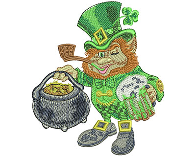 Embroidery Design: Leprechaun Pot Of Gold Lg 3.86w X 4.51h