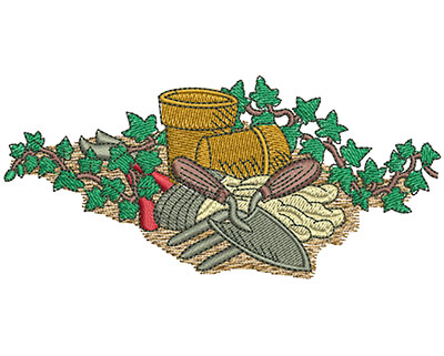 Embroidery Design: Flower Gardening Lg 4.52w X 2.09h