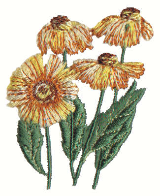 Embroidery Design: Stylized Sun Flowers1.93" x 2.59"