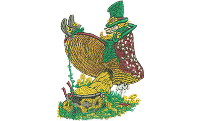 Embroidery Design: Leprechaun On Mushroom Lg 3.28w X 4.52h