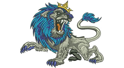 Embroidery Design: Roaring Lion Cartoon Lg 4.50w X 3.71h