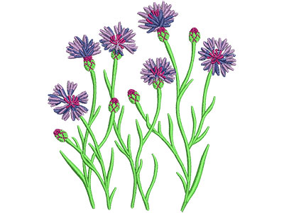 Embroidery Design: Cornflower Lg 3.91w X 4.45h