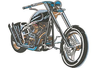 Embroidery Design: Sleek Black Chopper Lg 4.54w X 3.77h