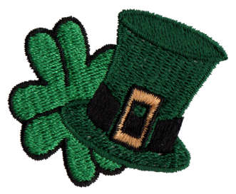 Embroidery Design: Hat & Shamrock1.91" x 1.53"