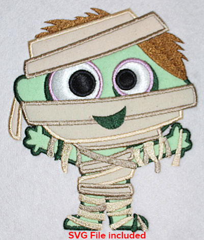 Embroidery Design: Halloween Mummy Applique 5.11w X 6.04h