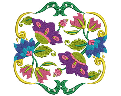 Embroidery Design: Jacobean Block 3 7.02w X 6.96h