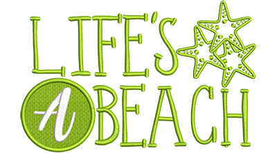 Embroidery Design: Lifes A Beach Lg 8.17w X 5.26h