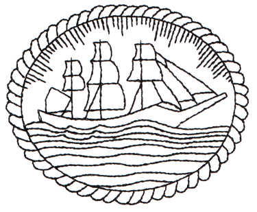 Embroidery Design: Clipper Ship Framed - Outline3.38" x 2.79"