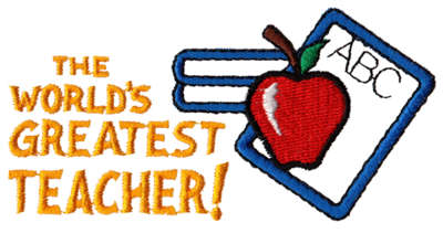 Embroidery Design: World's Greatest Teacher4.33" x 2.15"