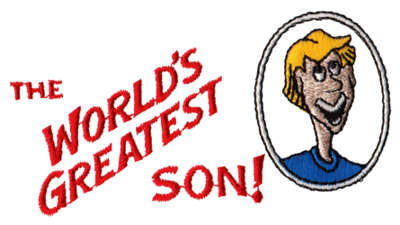 Embroidery Design: World's Greatest Son4.08" x 2.07"