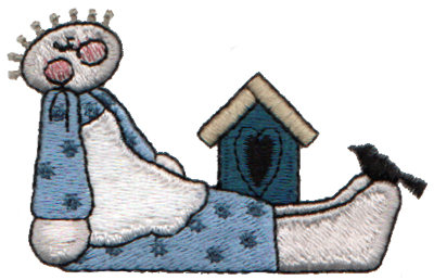 Embroidery Design: Birdhouse & Girl2.99" x 1.86"