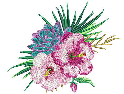 Embroidery Design: Tropical Flowers 2 7.91w X 6.52h