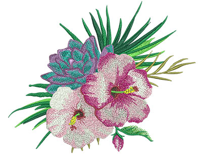 Embroidery Design: Tropical Flowers 3 9.06w X 7.47h