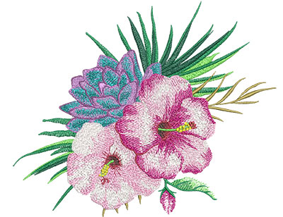 Embroidery Design: Tropical Flowers 3 Low Density 9.06w X 7.46h