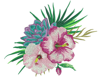 Embroidery Design: Tropical Flowers 4 10.88w X 8.96h