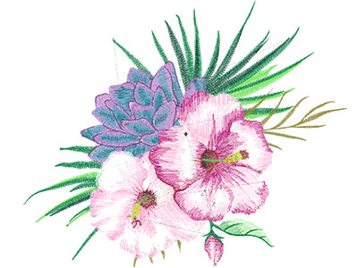 Embroidery Design: Tropical Flowers 4 Low Density 10.87w X 8.96h