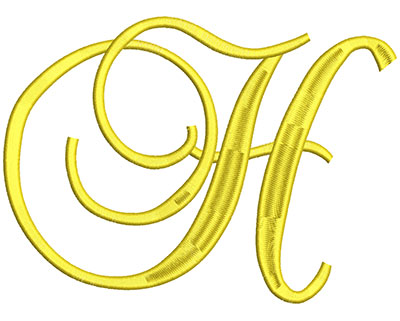 Embroidery Design: Script Initial H 7.13w X 5.19h