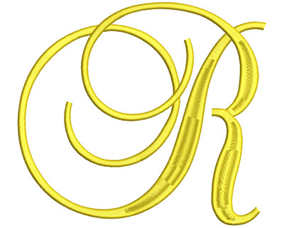 Embroidery Design: Script Initial R 5.81w X 6.44h