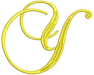 Embroidery Design: Script Initial Y 7.06w X 5.75h