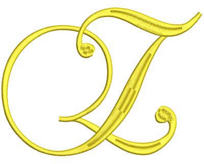 Embroidery Design: Script Initial Z 7.00w X 5.19h