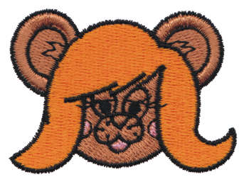 Embroidery Design: Long Haired Girl Bear Head2.41" x 1.75"