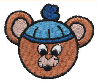 Embroidery Design: Bear Head in Stocking Cap2.26" x 1.91"