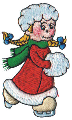 Embroidery Design: Snow Globe Skating Girl1.71" x 2.83"