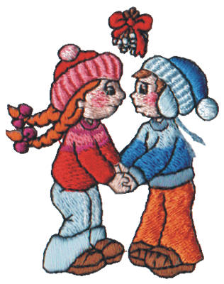 Embroidery Design: Snow Globe Under the Mistletoe2.24" x 2.81"