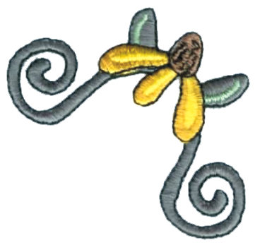 Embroidery Design: Floral Corner Accent2.20" x 2.31"