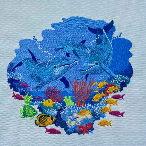 dolphins reef embroidery design