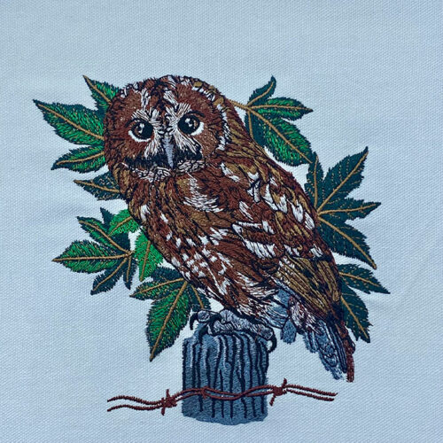 barred owl embroidery design