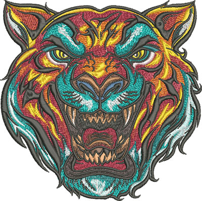 tiger head mascot embroidery design