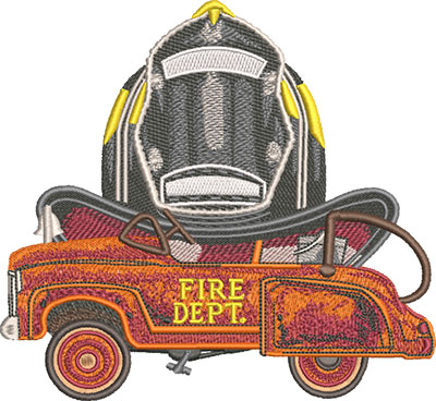 toy fire truck embroidery design