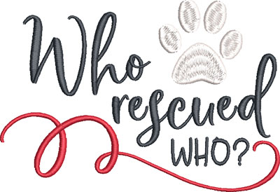 who rescued who embroidery design