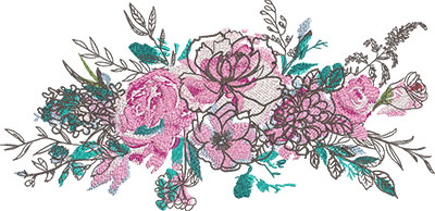 artistic bouquet embroidery design