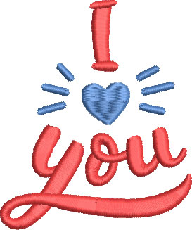 I love you embroidery design