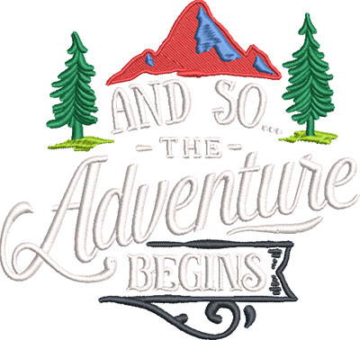 adventure begins embroidery design