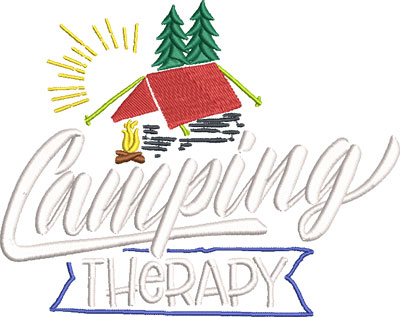 camping therapy embroidery design